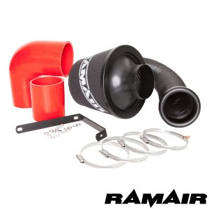 Volkswagen Golf Mk5 Performance Air Intake - Ramair - Ramair SR, Twin-Layer Foam Filter, Red Silicone Inlet Pipe, T304 Stainless Cage - Red - 3.2L VR6 - '05-'09