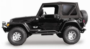 Jeep Wrangler Complete Soft Top - Rampage - Includes Frame, Hardware, and Tinted Windows - Black Diamond - `97-`06