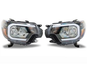 Toyota Tacoma LED Headlights - Raxiom - Axial Series with Seq LED Bar - Black - `12-`15