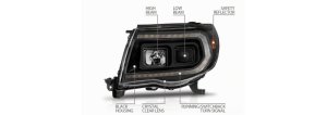 Toyota Tacoma LED Headlights - Raxiom - Switchback Projector - Black - `05-`11