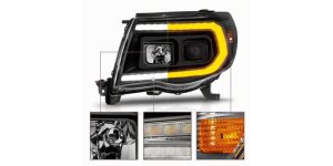 Toyota Tacoma LED Headlights - Raxiom - Switchback Projector - Black - `05-`11