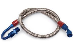Jeep Wrangler Fuel Hose Kit - Russell - Stainless Steel Braided Hose with Anodized Aluminum Hose Ends - Stainless Steel - `97-`06