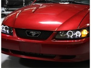 Ford Mustang Headlights - SPYDER - Projector, LED Halo, High H1, Low H1 - Black - `99-`04