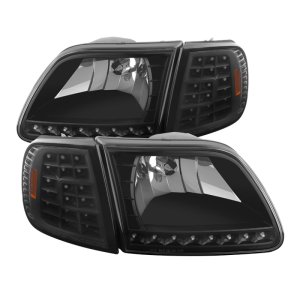 Ford F-150 Headlights - Front - SPYDER - xTune Crystal, Black Housing w/ Clear LED Corners - Black - `97-`03