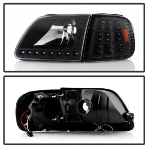 Ford F-150 Headlights - Front - SPYDER - xTune Crystal, Black Housing w/ Clear LED Corners - Black - `97-`03