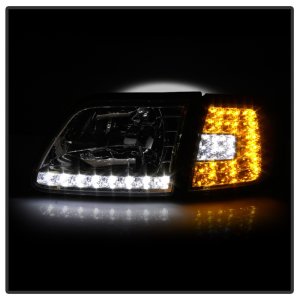 Ford F-150 Headlights - Front - SPYDER - xTune Crystal + Clear LED Corners - Chrome - `97-`03