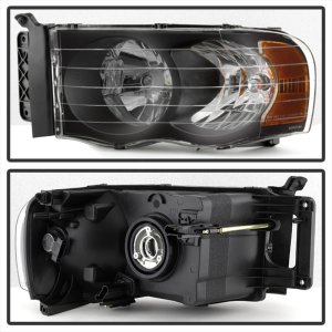 Dodge Ram 1500 Headlights - Front - SPYDER - xTune Crystal, Black Housing, Amber Bulbs - Black - `02-`05