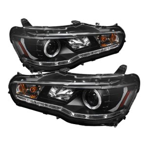 Mitsubishi Evolution Headlights - SPYDER - Projector, LED Halo, DRL - Black - `08-`14 Mitsubishi Evolution Headlights - SPYDER - Projector, LED Halo, DRL - Black - `08-`14