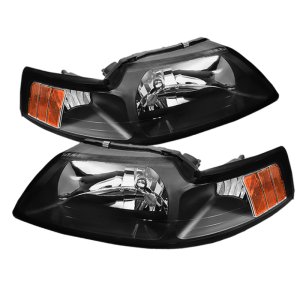 Ford Mustang Headlights - SPYDER - OEM Amber - Black - `99-`04