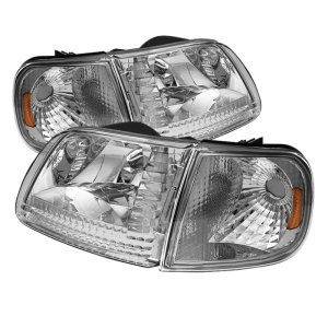 Ford Expedition Headlights - Front - SPYDER - xTune Crystal with Corner Lights - Chrome - `97-`02