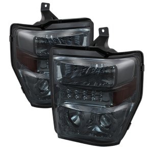 Ford F-350 Super Duty Headlights - Front - SPYDER - xTune Projector LED Halo - Smoke - `08-`10