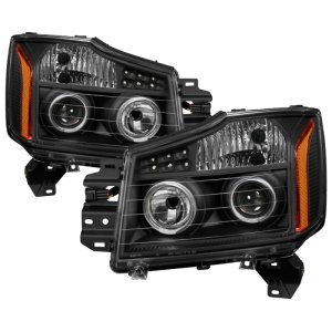 Nissan Titan Headlights - Front - SPYDER - xTune Projector LED Halo - Black - `04-`14 Nissan Titan Headlights - Front - SPYDER - xTune Projector LED Halo - Black - `04-`14