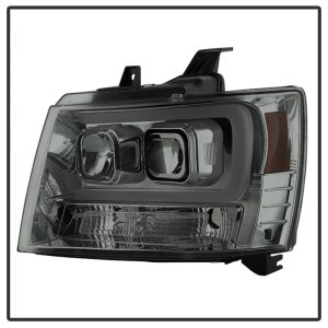 Chevrolet Tahoe Headlights - SPYDER - V2 Projector Light Bar DRL - Smoke - `07-`14