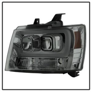 Chevrolet Tahoe Headlights - SPYDER - V2 Projector Light Bar DRL - Smoke - `07-`14