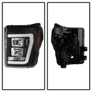 Ford F-450 Super Duty Headlights - SPYDER - V2 Projector - Light Bar DRL - Black - `11-`16