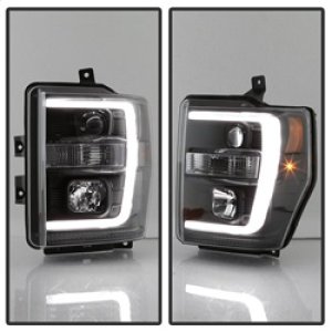 Ford F-250 Headlights - SPYDER - Projector Headlights V2 - Light Bar DRL - Black - `08-`10
