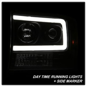 Ford F250 Super Duty Headlight Set - SPYDER - Light Bar Projector - Black - `99-`04