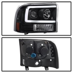 Ford F250 Super Duty Headlight Set - SPYDER - Light Bar Projector - Black - `99-`04