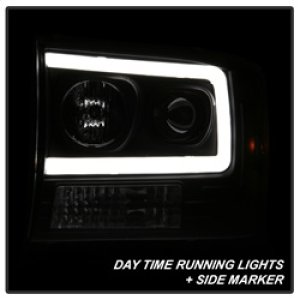 Ford F250 Super Duty Headlight Set - SPYDER - Light Bar Projector - Black - `99-`04