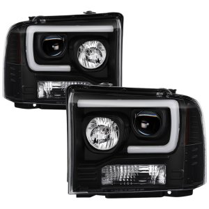 Ford F250 Headlights - SPYDER - Projector Light Bar - Black - `05-`07