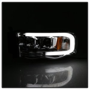 Dodge Ram 1500 Headlights - SPYDER - Projector Headlights - Version 2 - Light Bar DRL - Chrome - `02-`05