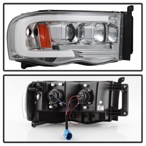 Dodge Ram 1500 Headlights - SPYDER - Projector Headlights - Version 2 - Light Bar DRL - Chrome - `02-`05