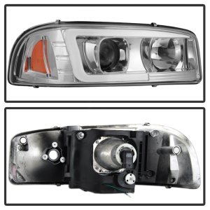 GMC Sierra 2500 Headlights - SPYDER - V2 Projector Headlights - DRL - Chrome - `99-`06