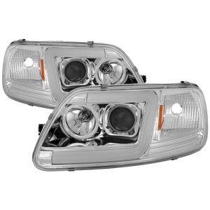 Ford F-150 Headlight Set - SPYDER - Version 2 - Light Bar DRL - Chrome - `97-`03