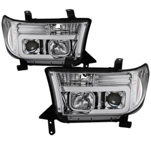 Toyota Tundra Headlight Set - SPYDER - Version 2 - Light Bar DRL - Projector - Chrome - `07-`13 Toyota Tundra Headlight Set - SPYDER - Version 2 - Light Bar DRL - Projector - Chrome - `07-`13