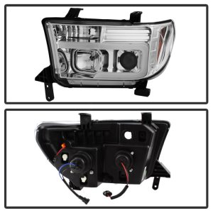 Toyota Tundra Headlight Set - SPYDER - Version 2 - Light Bar DRL - Projector - Chrome - `07-`13 Toyota Tundra Headlight Set - SPYDER - Version 2 - Light Bar DRL - Projector - Chrome - `07-`13