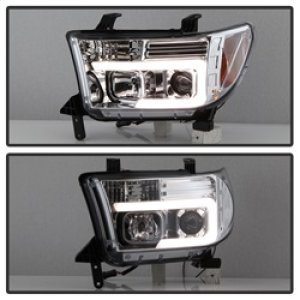 Toyota Tundra Headlight Set - SPYDER - Version 2 - Light Bar DRL - Projector - Chrome - `07-`13 Toyota Tundra Headlight Set - SPYDER - Version 2 - Light Bar DRL - Projector - Chrome - `07-`13