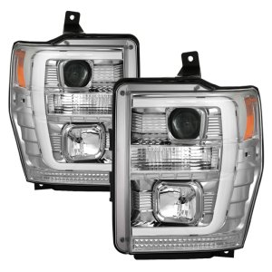Ford F-250 Super Duty Headlights - SPYDER - Version 2 - Light Bar DRL - Chrome - `08-`10