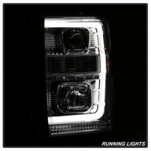 Ford F-250 Super Duty Headlights - SPYDER - Version 2 - Light Bar DRL - Chrome - `08-`10