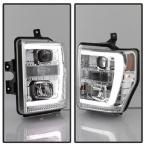 Ford F-250 Super Duty Headlights - SPYDER - Version 2 - Light Bar DRL - Chrome - `08-`10