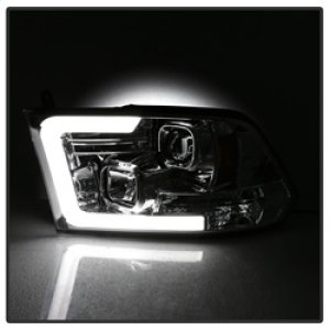 Dodge Ram 1500 Headlights - SPYDER - Projector - Version 2 - Light Bar DRL - Halogen - Chrome - `09-`16