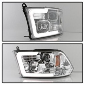 Dodge Ram 1500 Headlights - SPYDER - Projector - Version 2 - Light Bar DRL - Halogen - Chrome - `09-`16