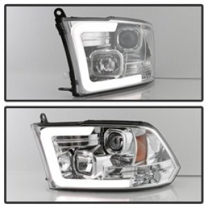 Dodge Ram 1500 Headlights - SPYDER - Projector - Version 2 - Light Bar DRL - Halogen - Chrome - `09-`16