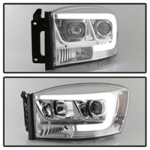 Dodge Ram 1500 Headlights - SPYDER - Version 2 Projector - Light Bar DRL - Chrome - `06-`08