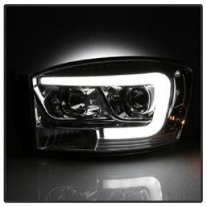 Dodge Ram 1500 Headlights - SPYDER - Version 2 Projector - Light Bar DRL - Chrome - `06-`08