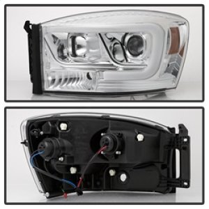 Dodge Ram 1500 Headlights - SPYDER - Version 2 Projector - Light Bar DRL - Chrome - `06-`08