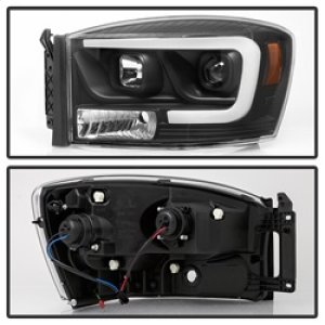 Dodge Ram 1500 Headlight Set - SPYDER - Version 2 - Light Bar DRL - Projector - Black - `06-`08