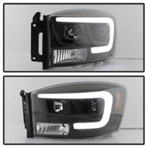 Dodge Ram 1500 Headlight Set - SPYDER - Version 2 - Light Bar DRL - Projector - Black - `06-`08