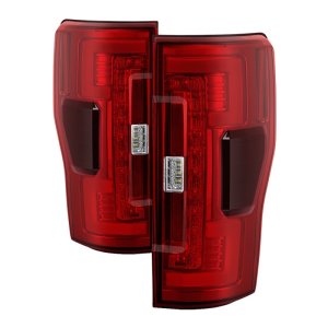 Ford F-250 SD LED Tail Lights - SPYDER - Red Clear - `17-`18