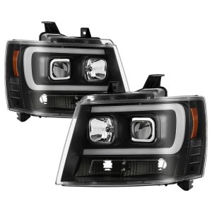 Chevrolet Suburban Headlights - SPYDER - Version 2, Light Bar DRL - Black - `07-`14