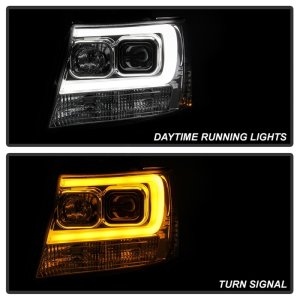 Chevrolet Tahoe Headlights - SPYDER - V2 Projector + Switch Back Turn Signal Light Bar - Chrome - `07-`14