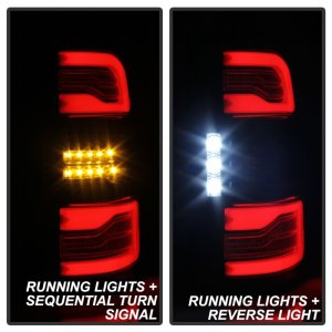 Dodge Ram LED Tail Lights - SPYDER - Sequential Turn Signal - Black - `19-`20