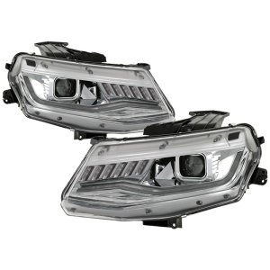 Chevrolet Camaro Headlights - SPYDER - Projector, Halogen Model, Sequential Turn Signal - Chrome - `16-`18