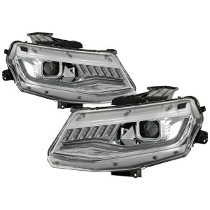 Chevrolet Camaro Headlights - SPYDER - Projector, Halogen Model, Sequential Turn Signal - Chrome - `16-`18