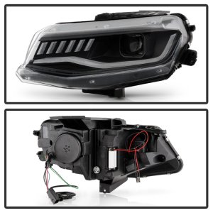 Chevrolet Camaro Headlights - SPYDER - Projector, Sequential Turn Signal - Black - `16-`18