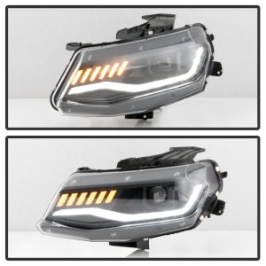 Chevrolet Camaro Headlights - SPYDER - Projector, Sequential Turn Signal - Black - `16-`18